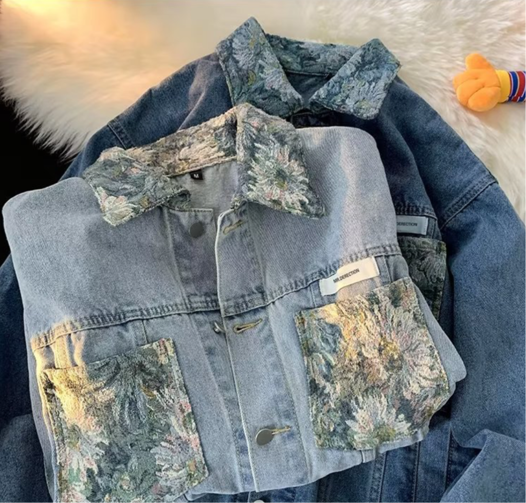 Botanical denim jacket