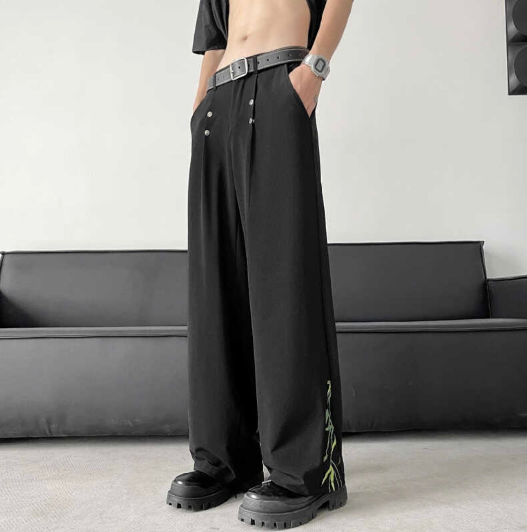 Side Zip Leaf Design Pants/サイドジップリーフデザインパンツ