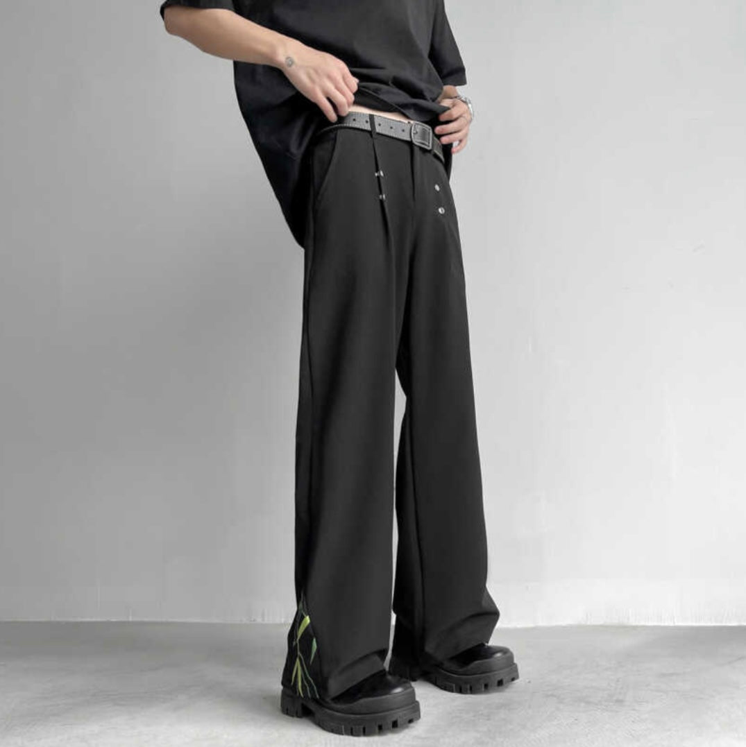 Side Zip Leaf Design Pants/サイドジップリーフデザインパンツ