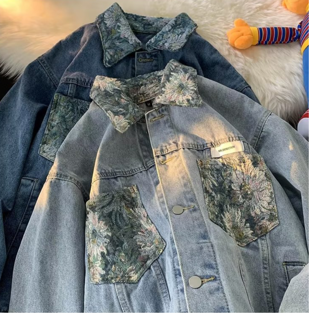 Botanical denim jacket