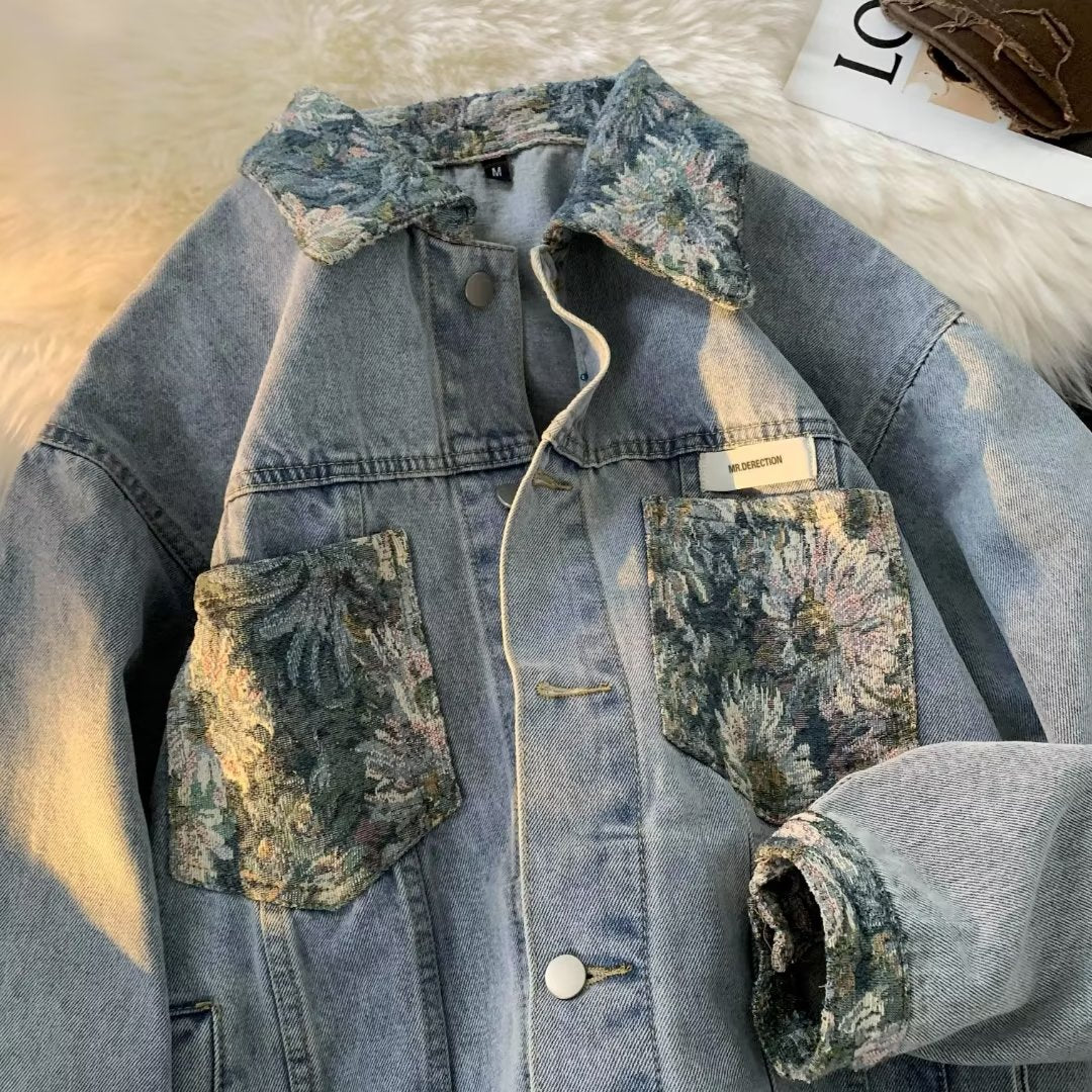 Botanical denim jacket