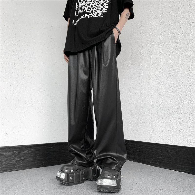 Straight wide leather pants/ストレートワイドレザーパンツ